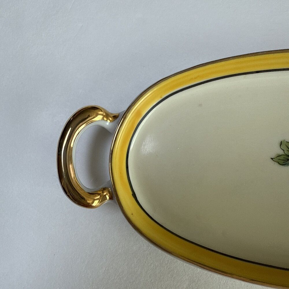 VTG Noritake Hand-Painted Lemon Wedge Dish Server or‎ Butter Dish with Handles - Picture 4 of 7